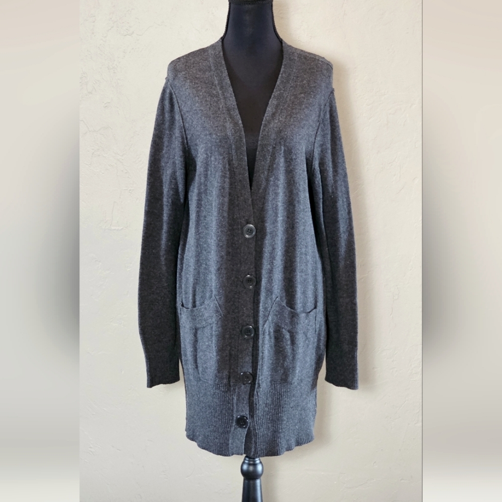 [EXPRESS] Dark Charcoal Gray Long Sleeve Cardigan □■ VNeck ■□ 《Large》